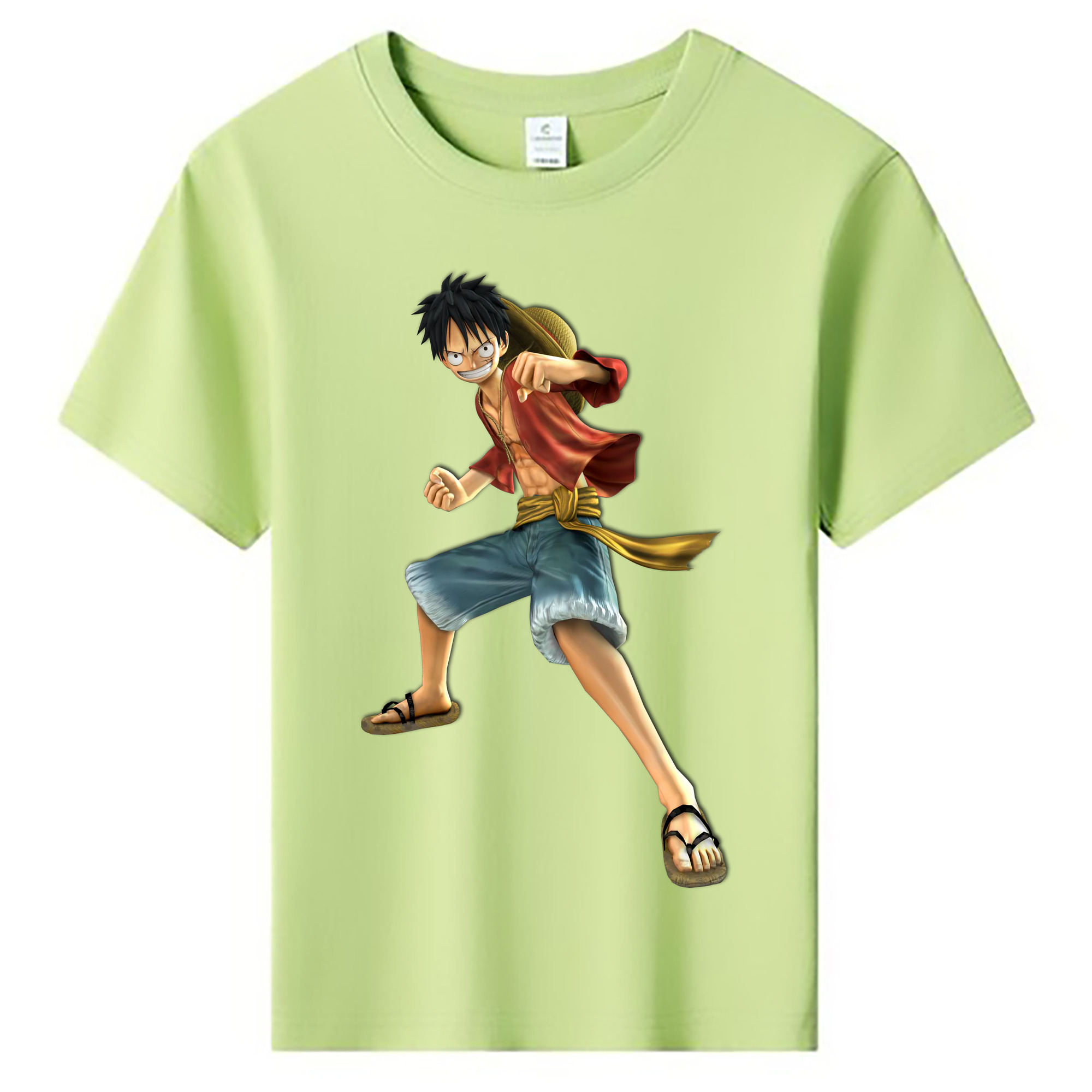 ワンピース モンキー・D・ルフィ ONE PIECE Monkey D. Luffy 綿100％キッズTシャツ（フロントプリント）